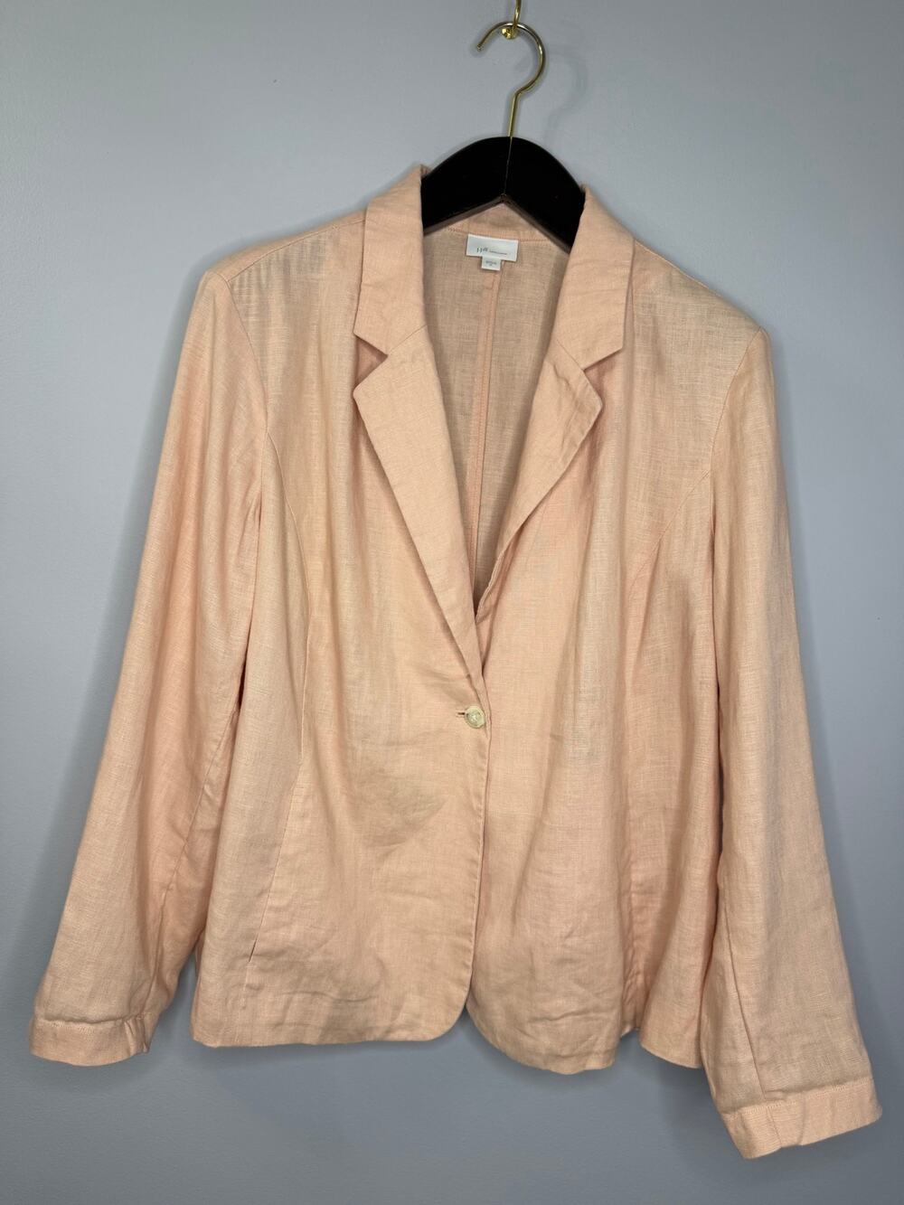 J. Jill Love Linen Linen One Button Blazer Lightweight Peach Pink Sz XL